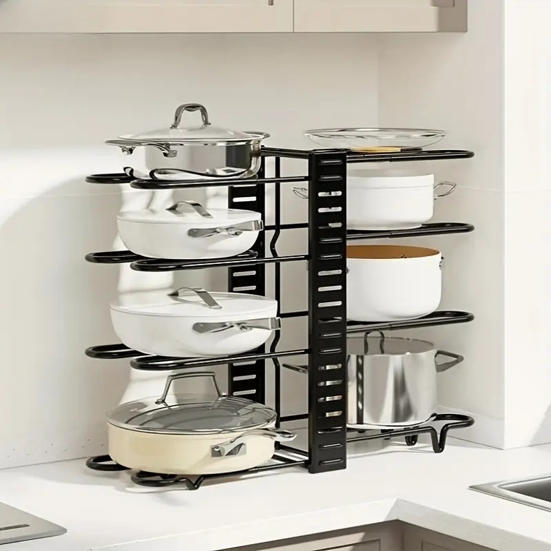 1pc pot rack organizer kitchen shelves pot storage rack adjustable pot holder countertop pan rack vertical pot cover rack vertical pot holder pan lid storage rack kitchen accessaries western stuff 0