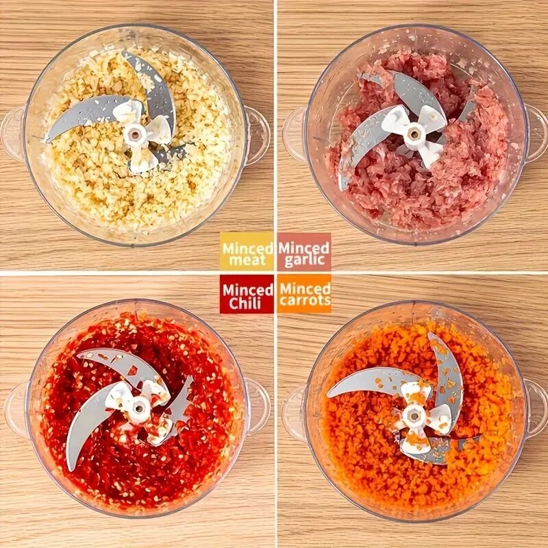 1pc 多功能不锈钢手动食物切碎器 - 带刀片保护罩，切碎机/绞肉机/搅拌机，大蒜绞碎洋葱切割机，适合用于大蒜、肉类和多用途使用，耐用的手动压碎工具，蔬菜切片机及切碎器，厨房小工具，餐前准备，万圣节，圣诞节派对用品、情人节, 新年礼物，4个季节均可使用 商品详情 4