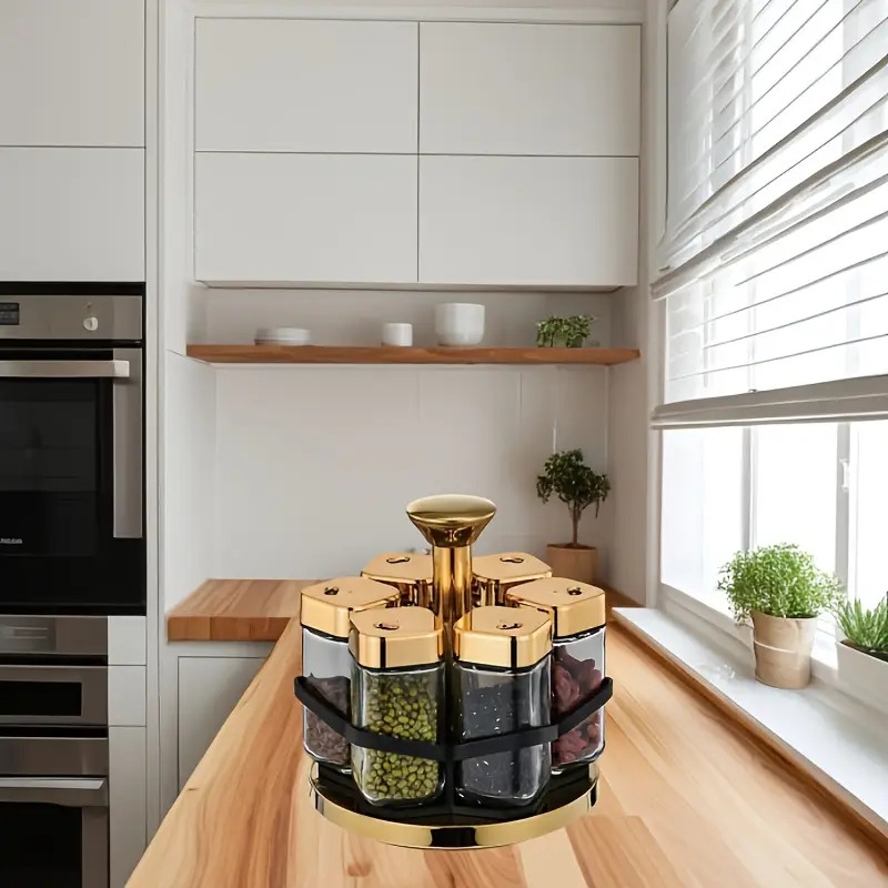 一包 6 个厨房用品调味瓶，玻璃大容量套装，可为厨房调味品罐提供 360 度选择 商品详情 4