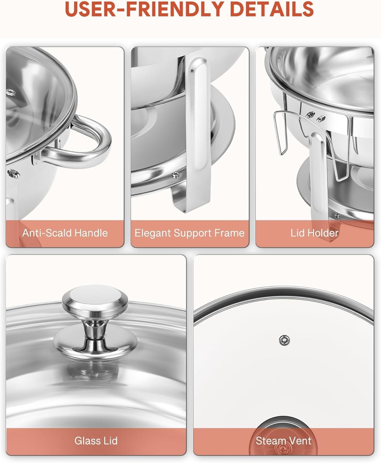 5 LITERS Chafing Dish for Buffet, Stainless Steel Round Chafers and Buffet Warmers Sets with Glass Lid & Lid Holder, Stackable Design, for Catering Events, Parties, Weddings, Multicolor, PACK OF 1 235938212de6199197dc2032ed11cde4