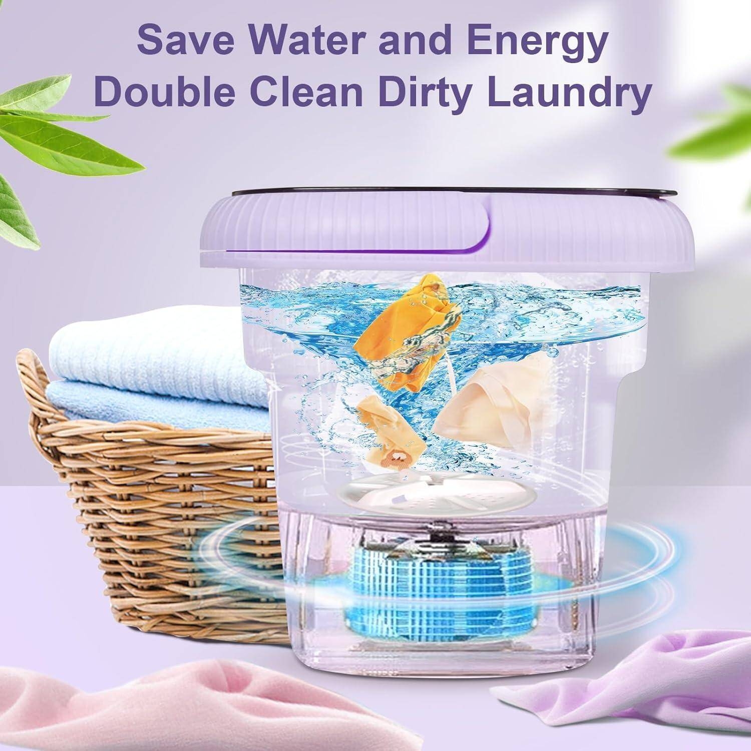 Mini Portable Washing Machine 7.5KG - Green, Compact, Foldable, Energy Efficient for Apartments & Travel