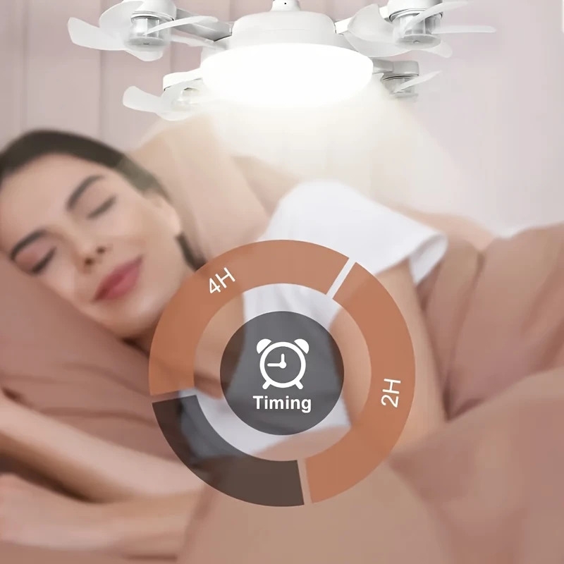 2025新款吊扇灯，大号led灯带4个风扇头，强劲风速，适用于e26/e27接口，适合客厅、庭院、卧室等大空间的通风与照明 详情 6