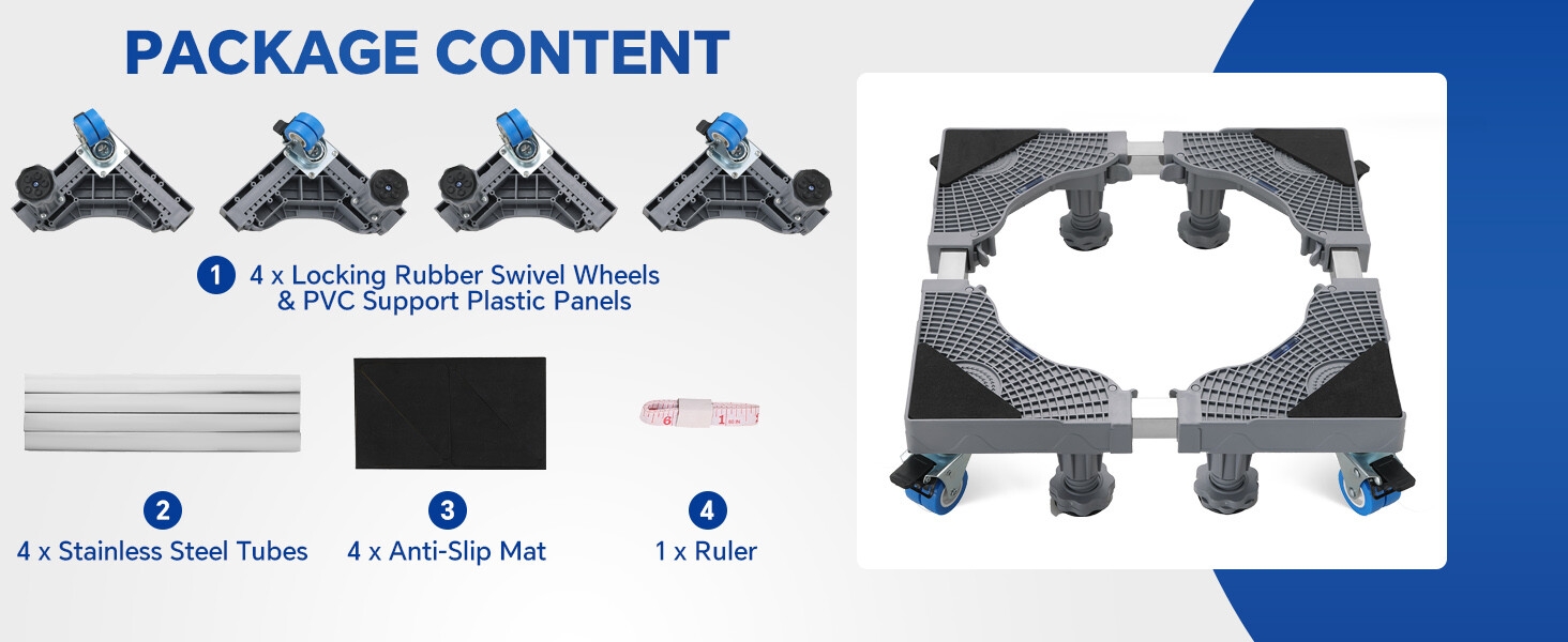 MYFULLY Adjustable Movable Furniture Dolly Roller Base 8 Wheels