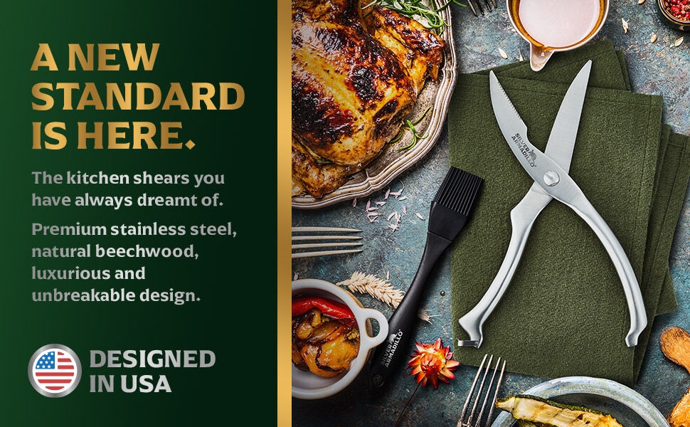 Kitchen shears you have always dreamt of. Premium stainless steel beautiful unbreakable pakkawood