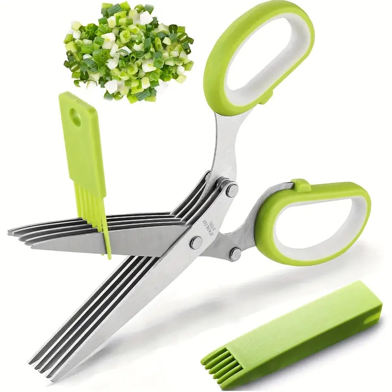 kitchen shears herb scissors set multipurpose cutting shears with 5 stainless steel blades kitchen gadget sports & outdoors temu 0