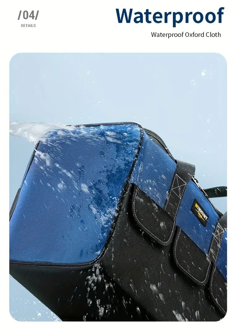 heavy duty tool bag with wide mouth for tool storage carrier and organizer tool bag for men wide mouth tool bag with inside pockets details 5