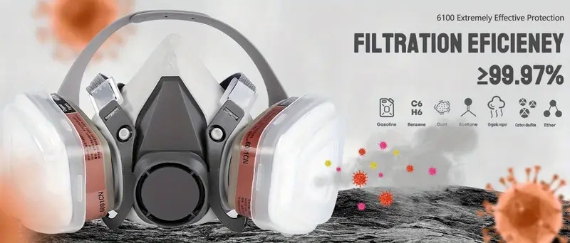 respirator mask reusable mask filters/safety glasses paint details 0
