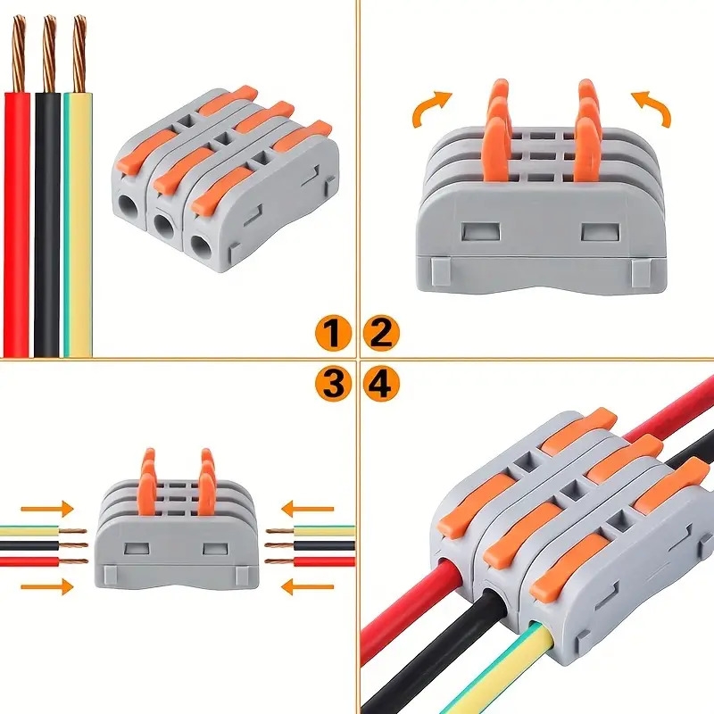 Lever Wire Connectors, 1 To 1 Inline Wire Connector Push-in, Compact Splicing Electrical Connectors Butt Terminals, For Quick Connect 28-12 AWG