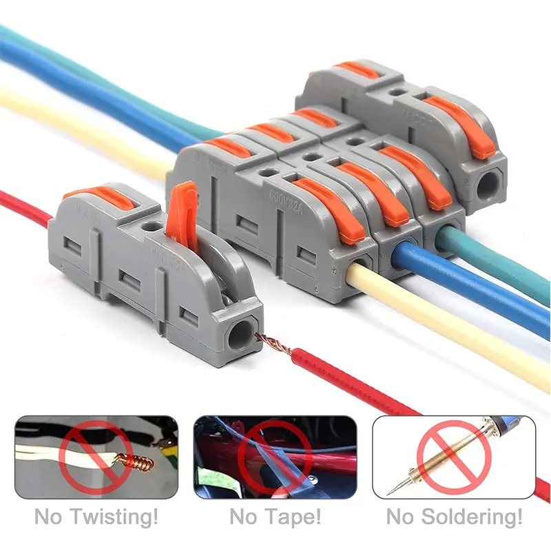 20pcs lever wire connector for quick connection of 28 12 awg 1 to 1 in line wire connector compact splice electrical insulated terminal multi loop splice connector butt terminal details 1
