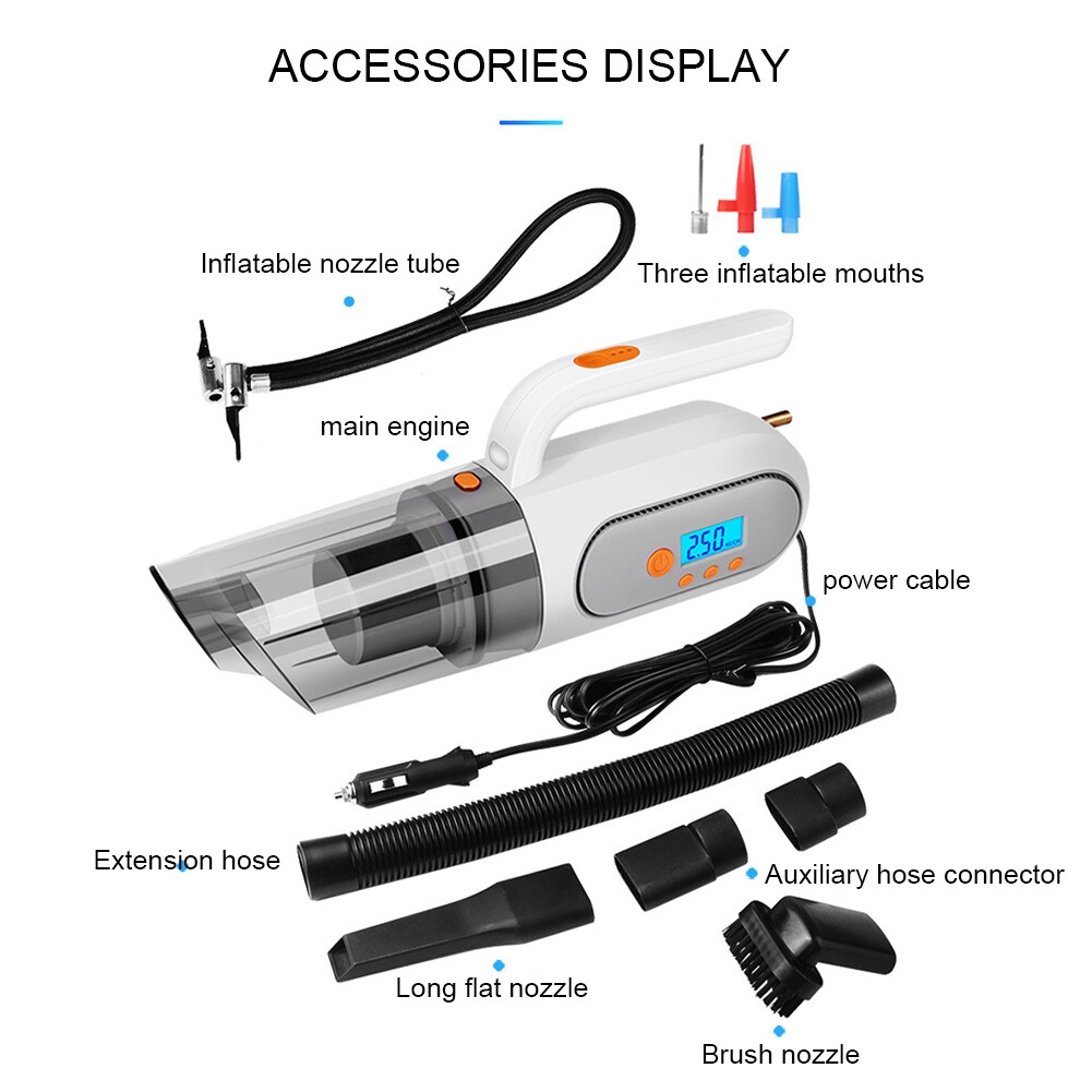 Hot Sale 4-in-1 Portable Car Wash Vacuum Cleaner ABS Material Digital Display Version Multi-Function Handheld Cleaner