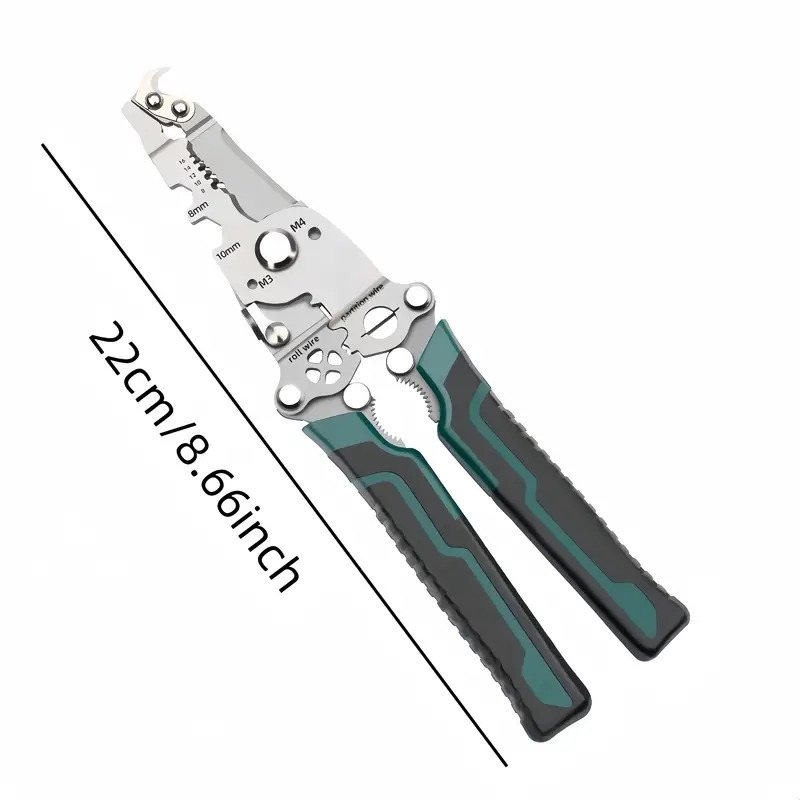 1pc promaster multifunctional wire stripper cutter foldable metal tool with hook knife screwdriver wrench quick wire stripping and cutting electrician hand tool Product details 2