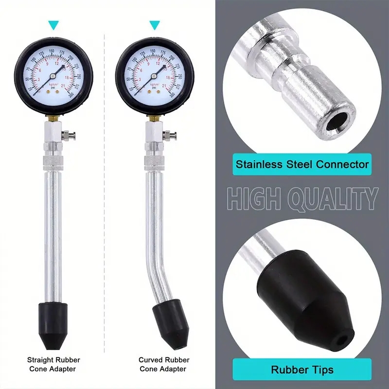 boost your vehicles performance with this 9pcs engine cylinder pressure gauge 0 300psi compression tester for cars trucks and motorcycles details 1