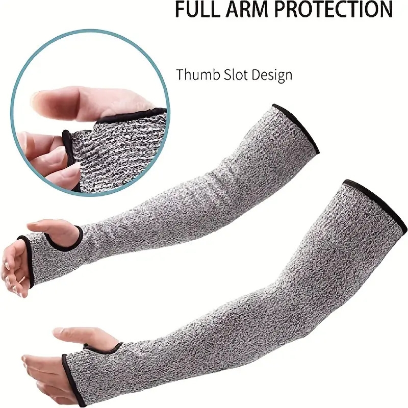1 pair cut resistant sleeves with thumb hole arm protection bite proof for thin skin anti abrasion safety arm guard for garden kitchen details 0