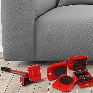 5 Set Furniture Lifter Tool - Heavy Duty Furniting Moving System Appliance Mover Kit