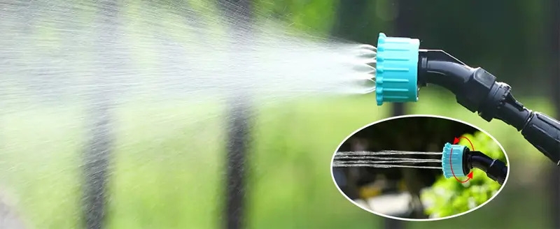 portable electric garden sprayer with 3 nozzles and 5m hose rechargeable handheld and suitable for yard lawn care details 1