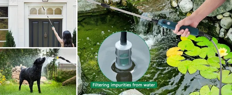 portable electric garden sprayer with 3 nozzles and 5m hose rechargeable handheld and suitable for yard lawn care details 7