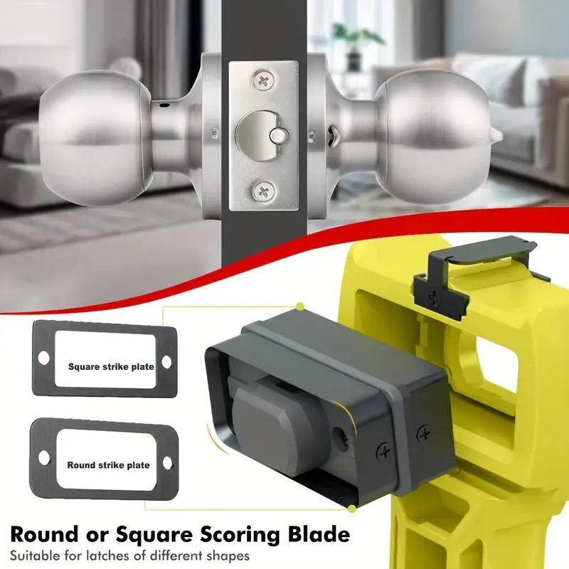 门闩安装套件，用于精确划分和凿刻的门闩嵌合工具，准确专业安装，适用于方形或圆形死锁、1-3/8 英寸或 1-3/4 英寸厚门的门安装套件，内置划分和凿子工具 商品详情 1