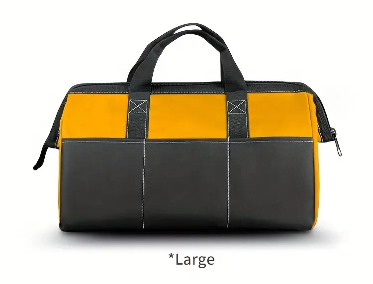   重型耐磨工具包 - 加厚便携式宽口多隔层电工、木匠、机械师及家用（黄色/黑色）| 坚固手柄工具袋 | 多功能工具收纳包 商品详情 3