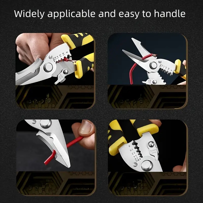 电工剪刀剥线钳家用多功能剪电子剪子铝扣板缆线槽剪刀剥线剪 详情 5