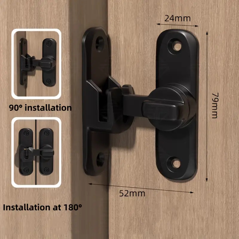 重型防盗门把手带90°/ °可调滑动销 - 耐用金属防撬锁，手控及喷漆处理适用于浴室和家庭安全，现代门锁，坚固结构 商品详情 10