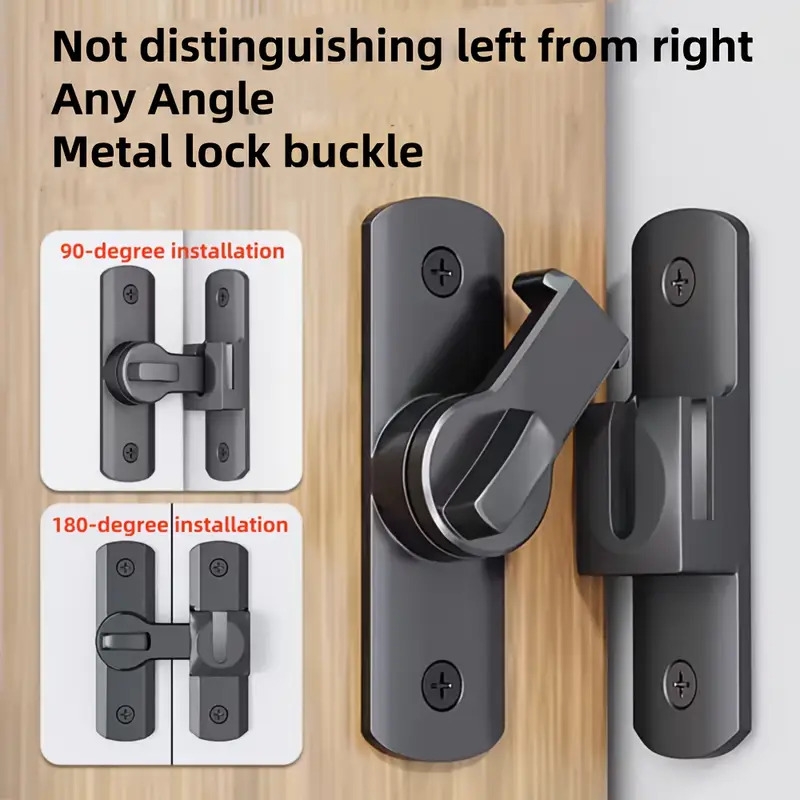 重型防盗门把手带90°/ °可调滑动销 - 耐用金属防撬锁，手控及喷漆处理适用于浴室和家庭安全，现代门锁，坚固结构 商品详情 0