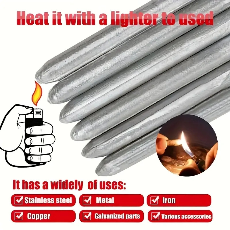24pcs-易于熔融的水箱和管道的低温焊棒 - 多功能，快速的粉末芯杆，用于不锈钢，铜，铁，铝-低温焊锡棒,打火机维修焊接，快速维修专用 - 适用于不锈钢、铜、铁和铝 商品详情 2
