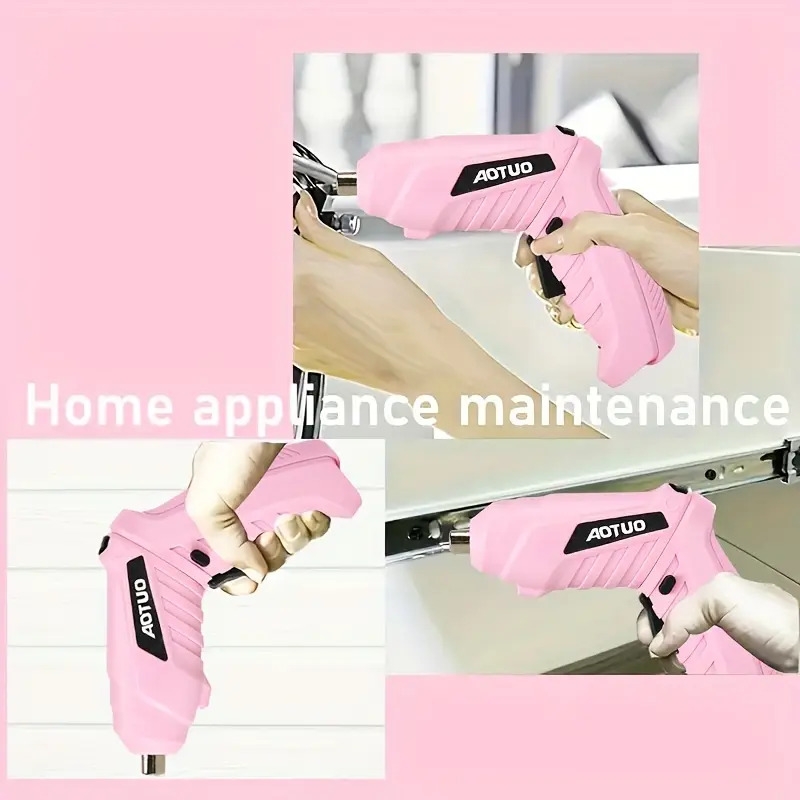 usb充电无绳电动螺丝刀，配备电池，搭配45件配件，多功能钻孔功能——便捷、便携且节能，女性礼物 商品详情 5