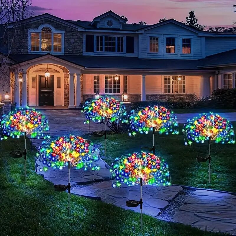 solar firework lights 1 pack 200 150 90 60 leds 8lighting modes solar lights outdoor waterproof for garden patio walkway pathway party wedding decorative cool white warm white multicolour 4