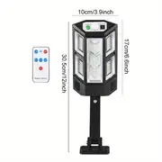 1pc，室外太阳能灯，带遥控器的LED太阳能壁灯运动传感器，3模式太阳能泛光灯户外灯，用于院子，花园，小径，停车场 详情 2