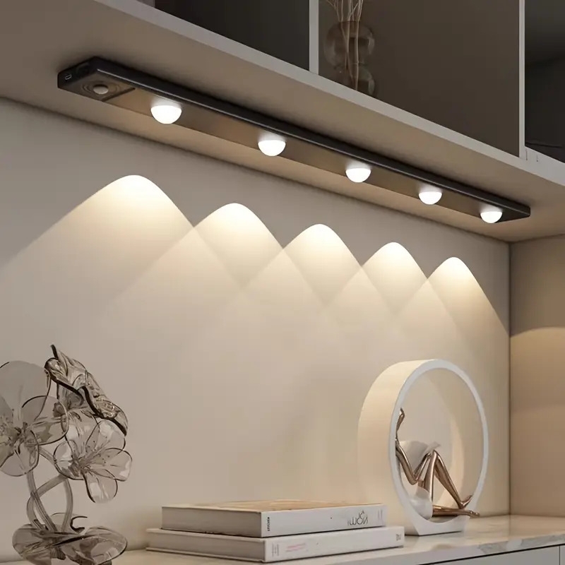 1个现代led感应柜灯，带磁吸usb充电，无线运动检测，超薄纤薄设计，3色可调led，适用于厨房、衣柜、浴室、展示柜的磁吸天花板/墙壁/床头照明——节能智能照明，带运动感应和usb供电操作 商品详情 3