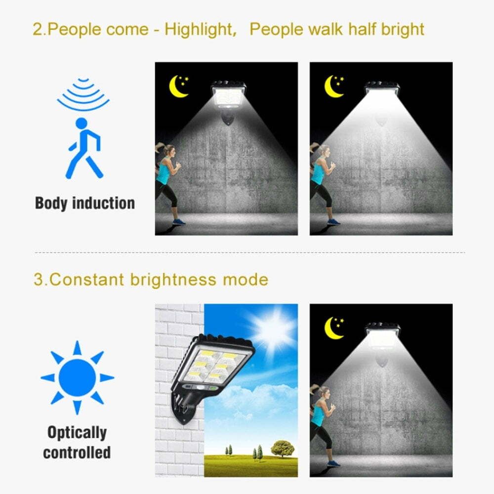 Protoiya LED Solar Street Lights, 4 Pack Outdoor Solar Motion Sensor Light, Waterproof Solar Security Wall Light Dusk to Dawn with 3 Lighting Modes for Garden, Street, Garage, Path