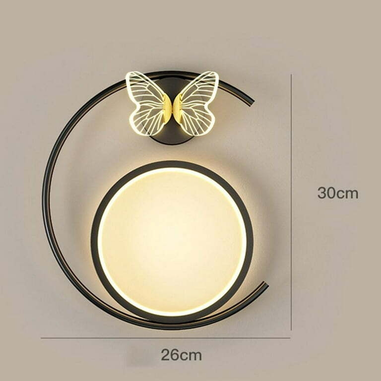 de pared de mariposa con luz de pared para montaje en pared para dormitorio interior, iluminación para sala de , pasillo, decoración del , Negro Izquierdo Yinane Lámpara de aplique de pared
