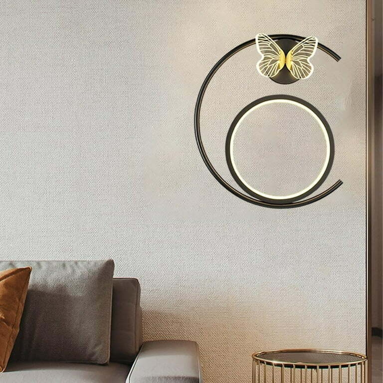 de pared de mariposa con luz de pared para montaje en pared para dormitorio interior, iluminación para sala de , pasillo, decoración del , Negro Izquierdo Yinane Lámpara de aplique de pared