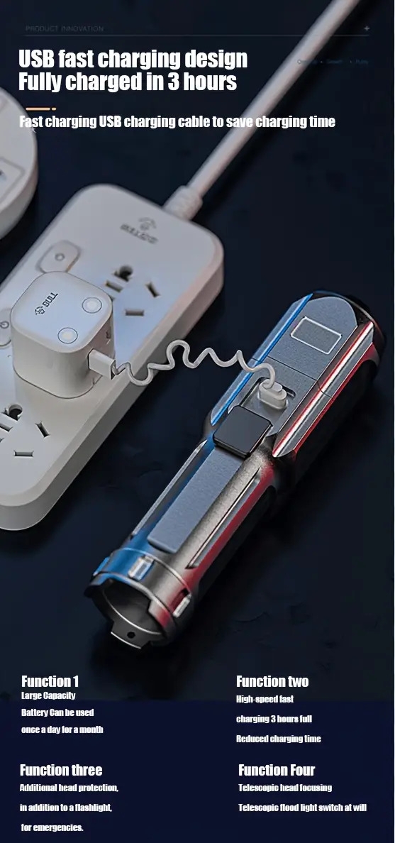   zoom flashlight cross border outdoor multi function portable home small flashlight telescopic zoom lighting lamp Product details 3