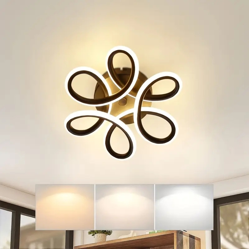 1pc 3color led ceiling light black small hallway lamp 17 w kitchen lamp modern flush mount ceiling light bedroom lamp geometry design lamp for hallway entrance bedroom living room kitchen studio 0