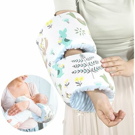 HOMBYS Cozy Cradle Arm Pillow for Feeding Baby,Middle Opening Design Arm Breastfeeding Pillow, Nursing Pillows for Breastfeeding (Flower & Animal)