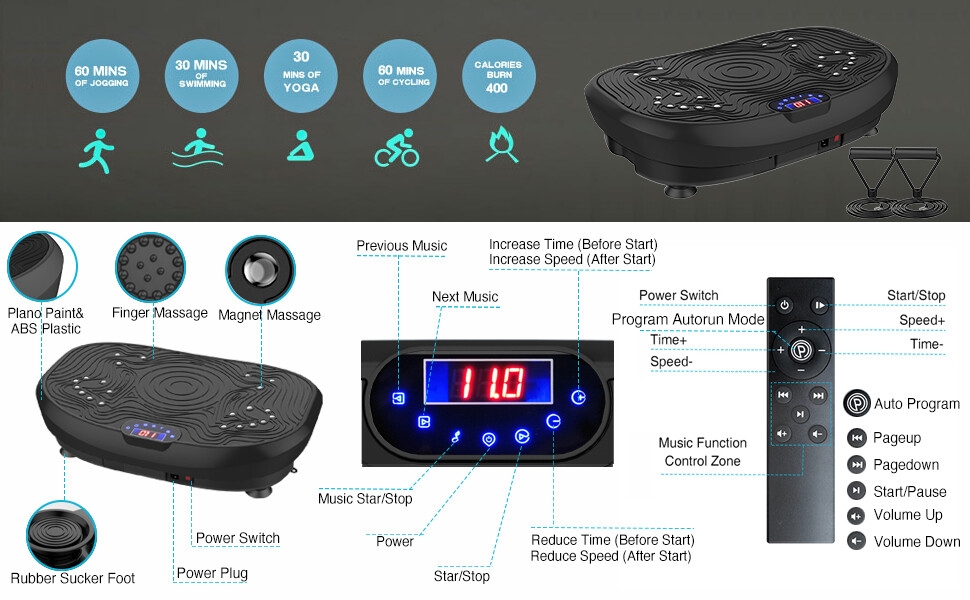 Vibration Plate Exercise Machine Vibration Platform with Bluetooth
