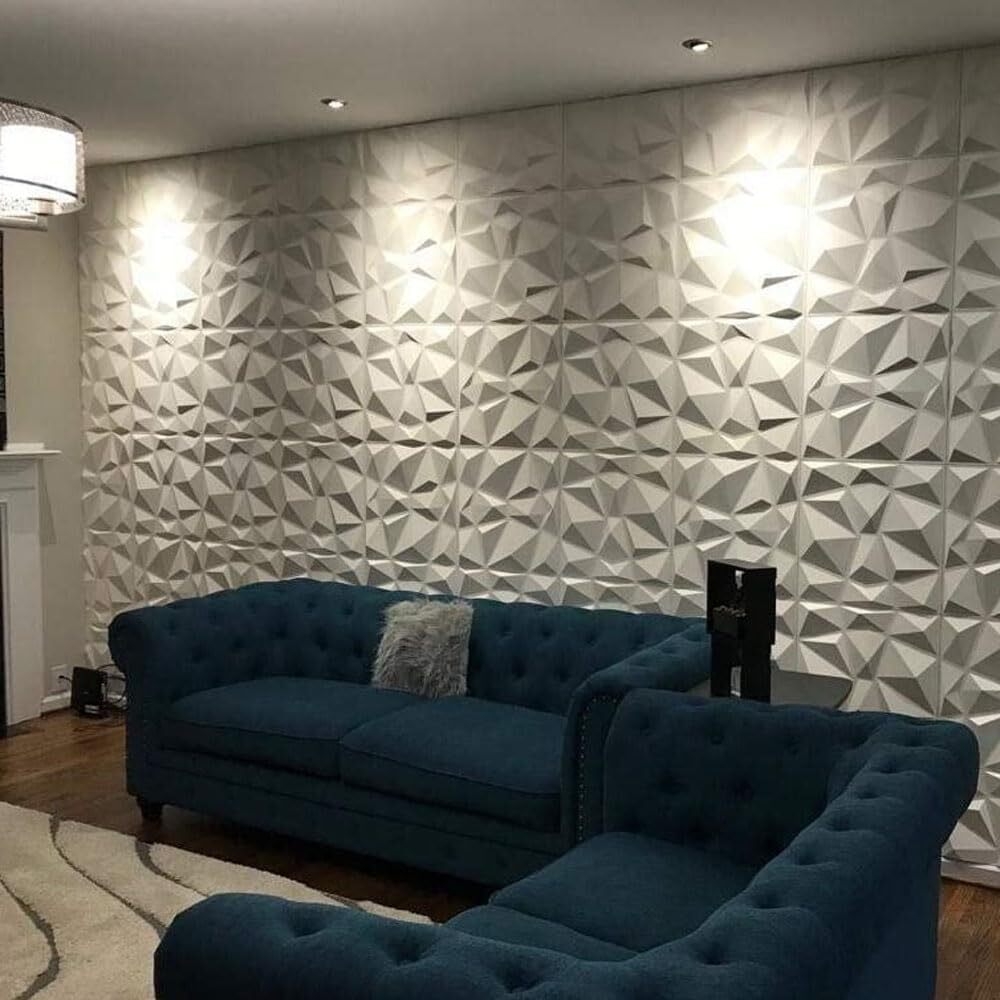 Generic 12pcs 3D Decorative Diamond Design Wall Panels