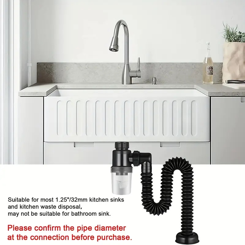 1pc bathroom sink drain kit sink drain pipe with flexible expandable p trap sink drain pipe tube suitable for bathroom sink kitchen sink garbage disposal shampoo bowls details 5