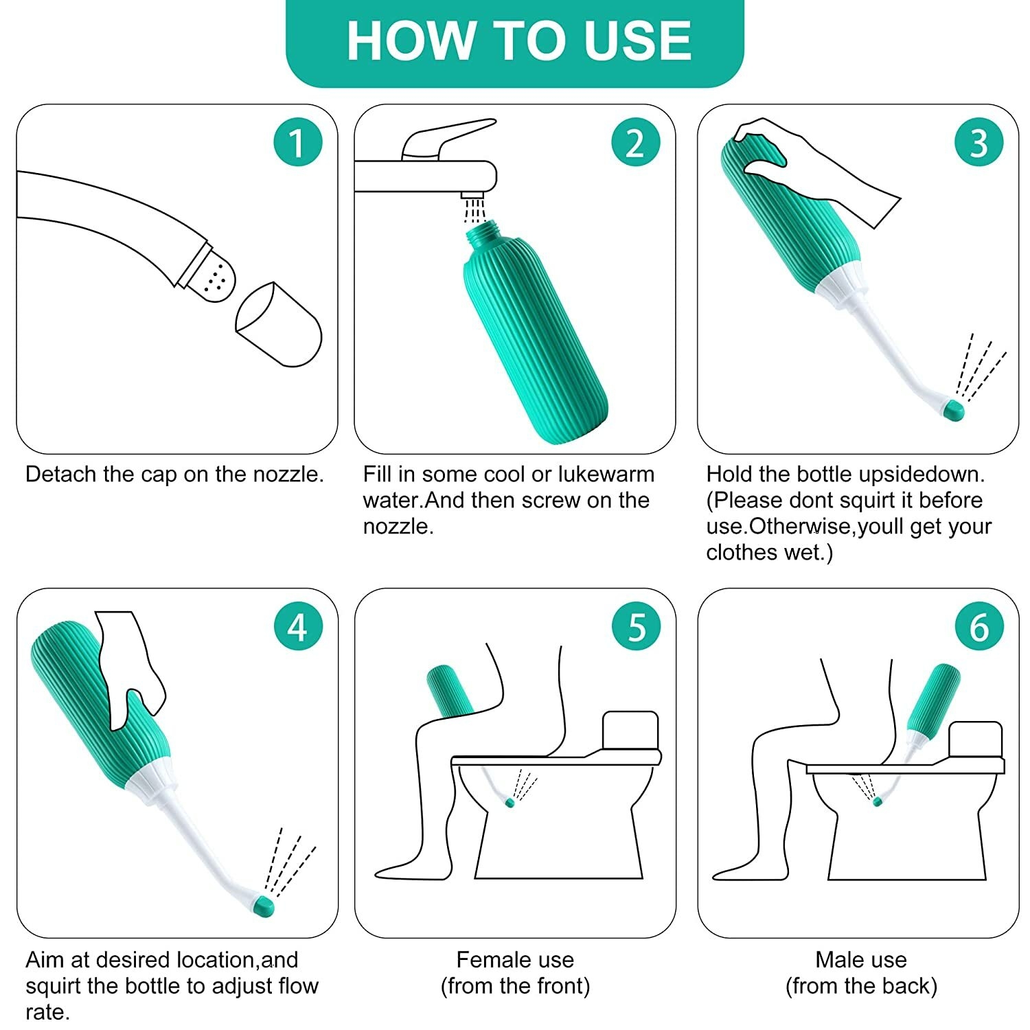 500ml Upside Down Peri Bottle Handheld Bidet, Portable Travel Bidet for Baby,Women,Men or Bedridden Patient