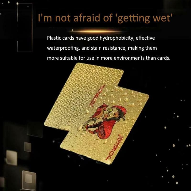Gold Foil Plastic Playing Card, 1 Box Waterproof Creative PVC Poker Card, Durable Solitaire Card Game for Teens & Adults
