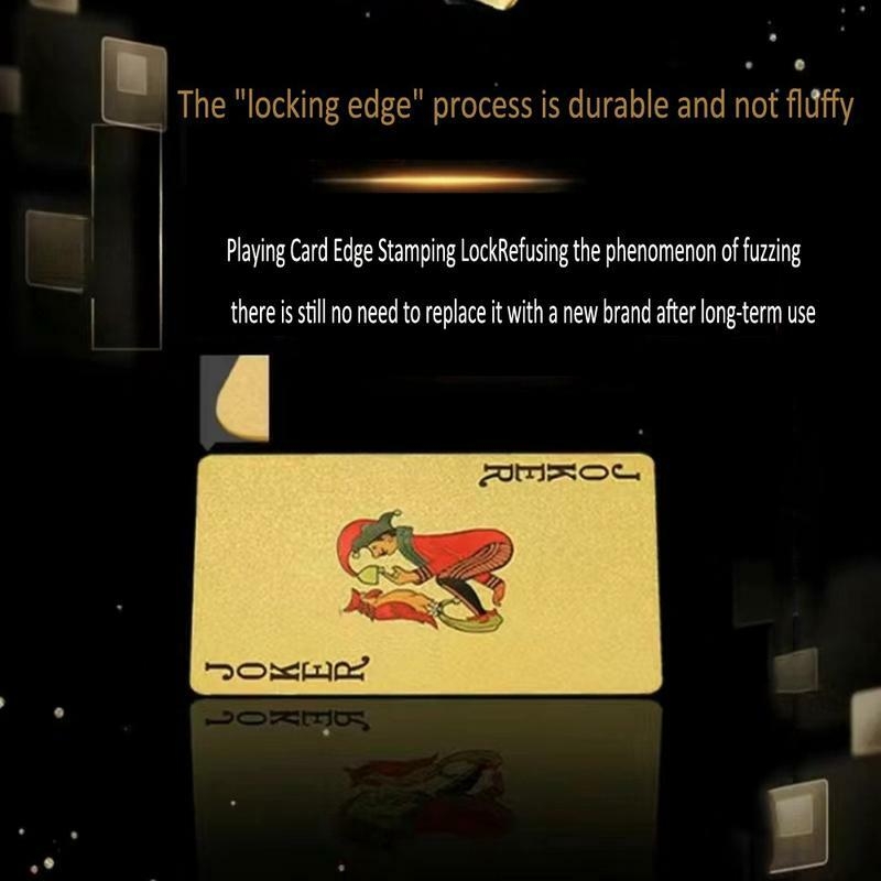 Gold Foil Plastic Playing Card, 1 Box Waterproof Creative PVC Poker Card, Durable Solitaire Card Game for Teens & Adults