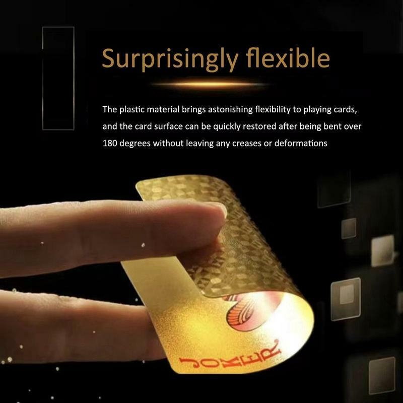 Gold Foil Plastic Playing Card, 1 Box Waterproof Creative PVC Poker Card, Durable Solitaire Card Game for Teens & Adults
