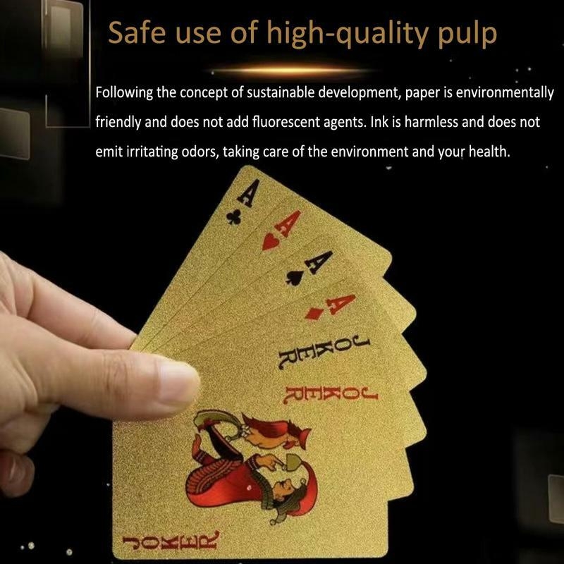 Gold Foil Plastic Playing Card, 1 Box Waterproof Creative PVC Poker Card, Durable Solitaire Card Game for Teens & Adults