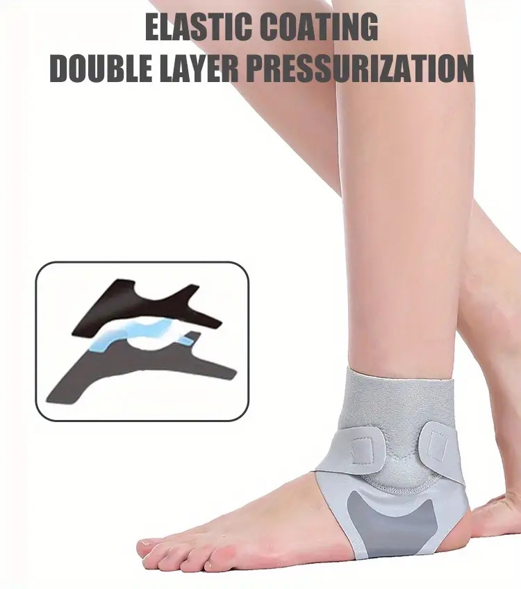 1pc flexisupport adjustable ankle brace with silicone gel pad breathable neoprene compression elastic   sleeve for sports running basketball hiking fit polyester fiber single pack details 2