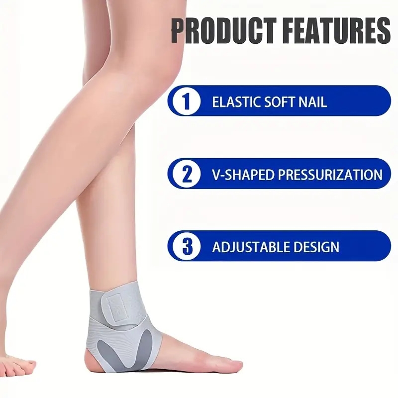 1pc flexisupport adjustable ankle brace with silicone gel pad breathable neoprene compression elastic   sleeve for sports running basketball hiking fit polyester fiber single pack details 1