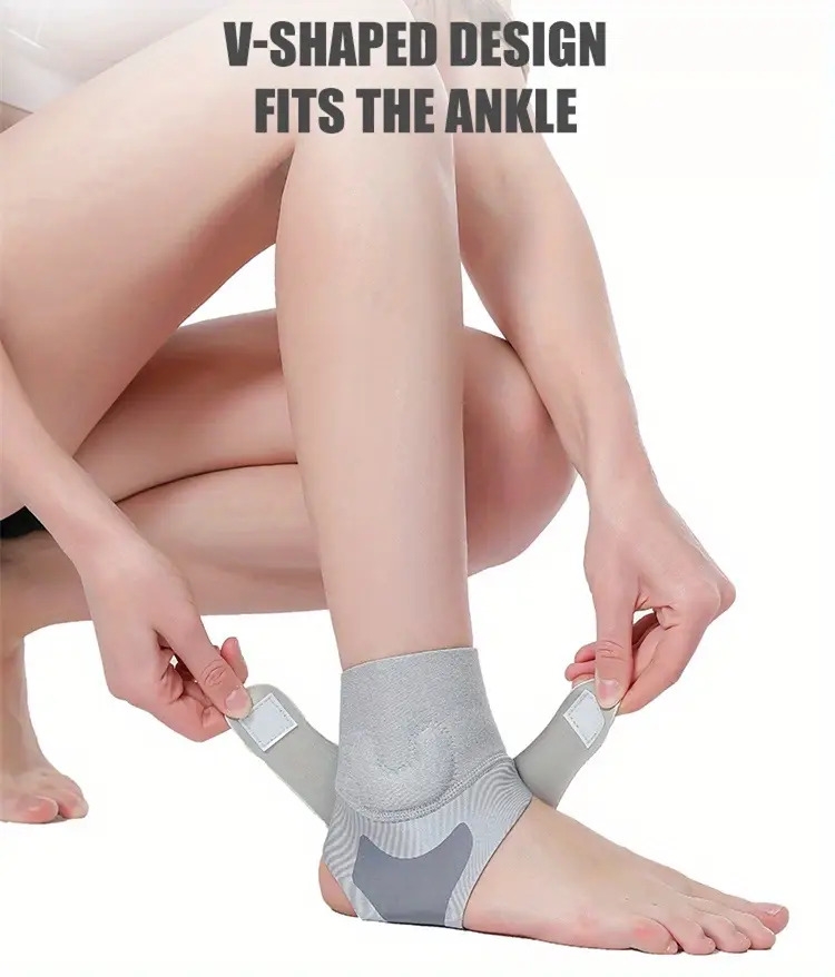 1pc flexisupport adjustable ankle brace with silicone gel pad breathable neoprene compression elastic   sleeve for sports running basketball hiking fit polyester fiber single pack details 3