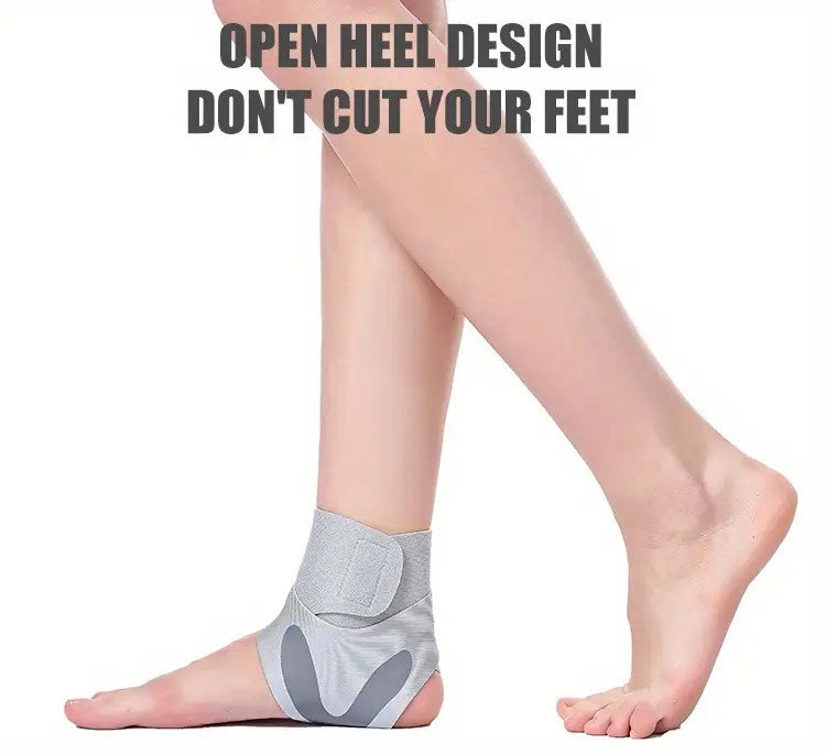 1pc flexisupport adjustable ankle brace with silicone gel pad breathable neoprene compression elastic   sleeve for sports running basketball hiking fit polyester fiber single pack details 4