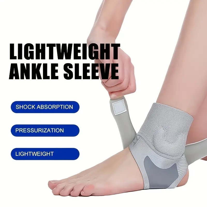 1pc flexisupport adjustable ankle brace with silicone gel pad breathable neoprene compression elastic   sleeve for sports running basketball hiking fit polyester fiber single pack details 0