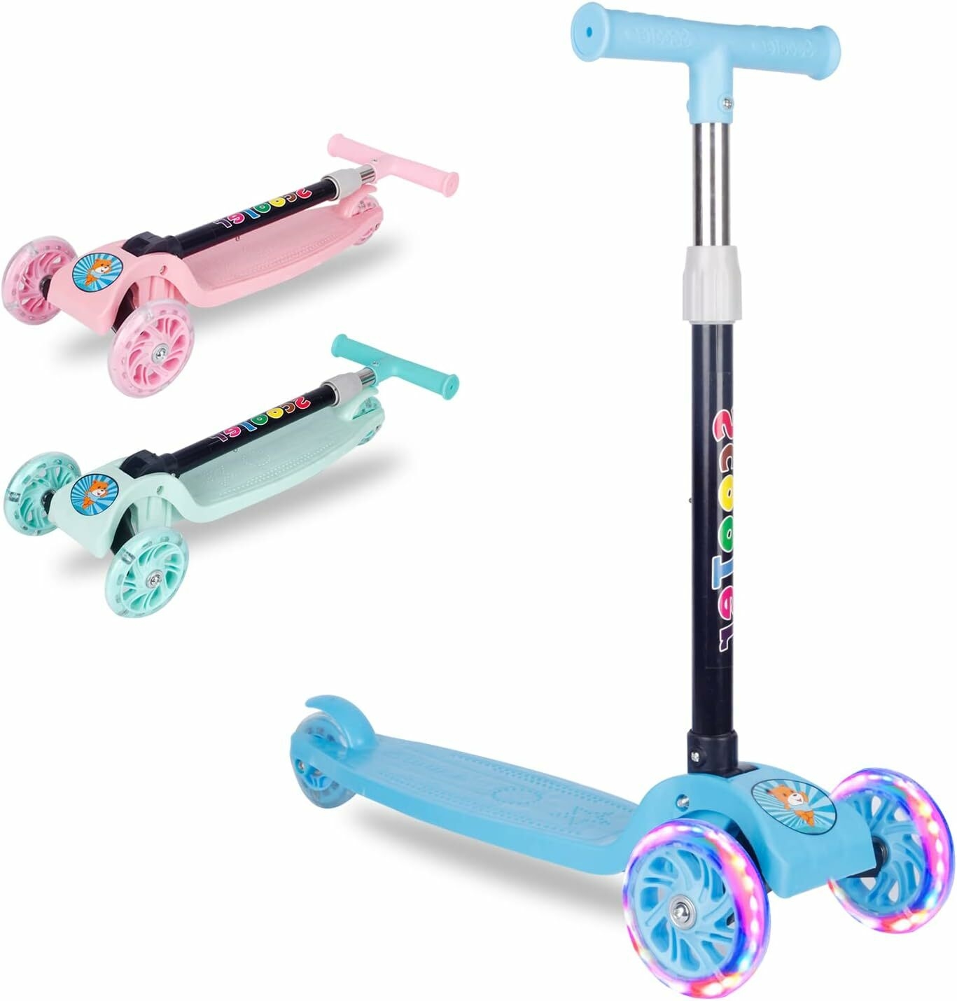 Hot Sale Scooter For Kids, Adjustable & Folding 3 Wheel Scooter, LED Light Up Wheels, For 2-8 Years Old, PACK OF 1, MULTICOLOR image